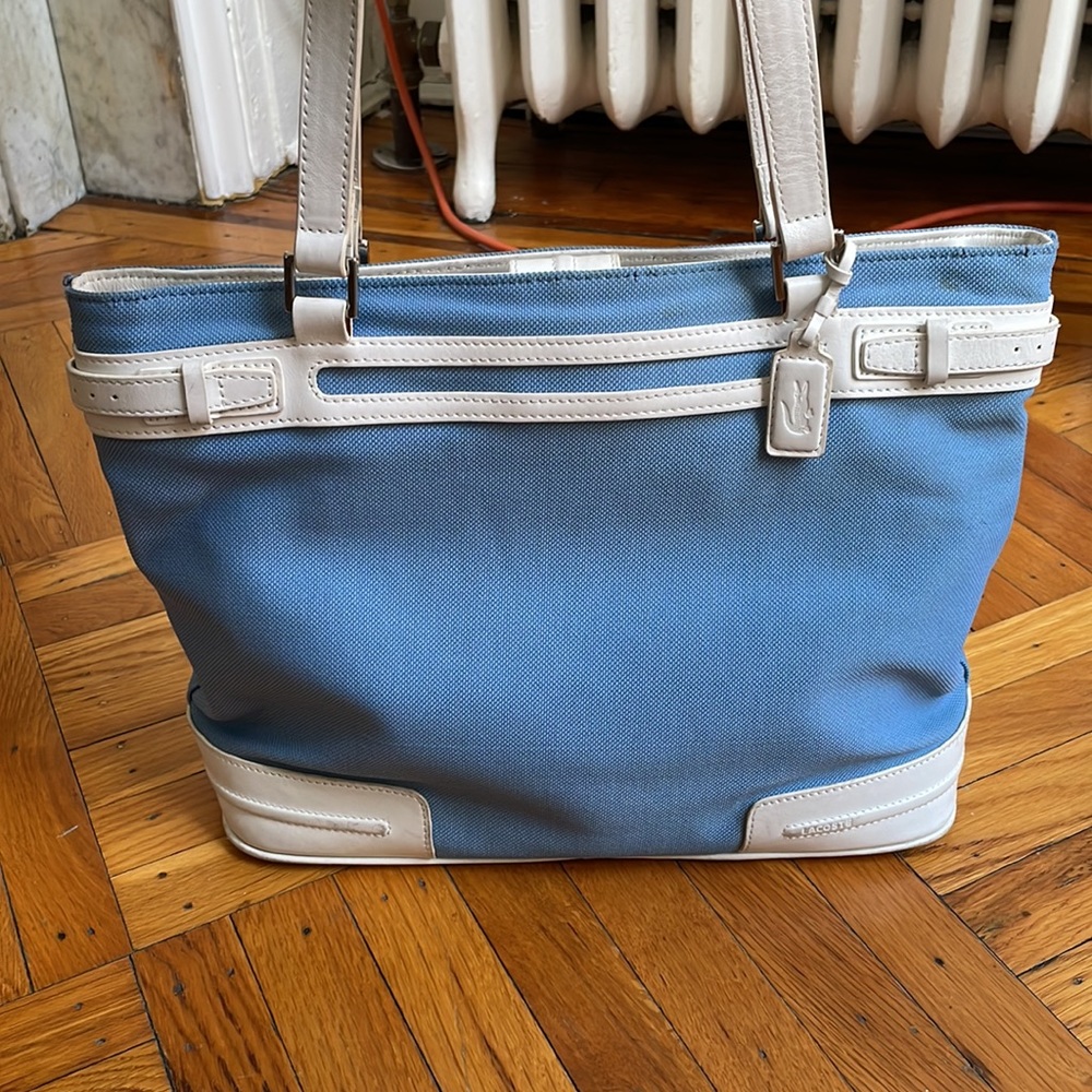 Lacoste Blue and White Handbag